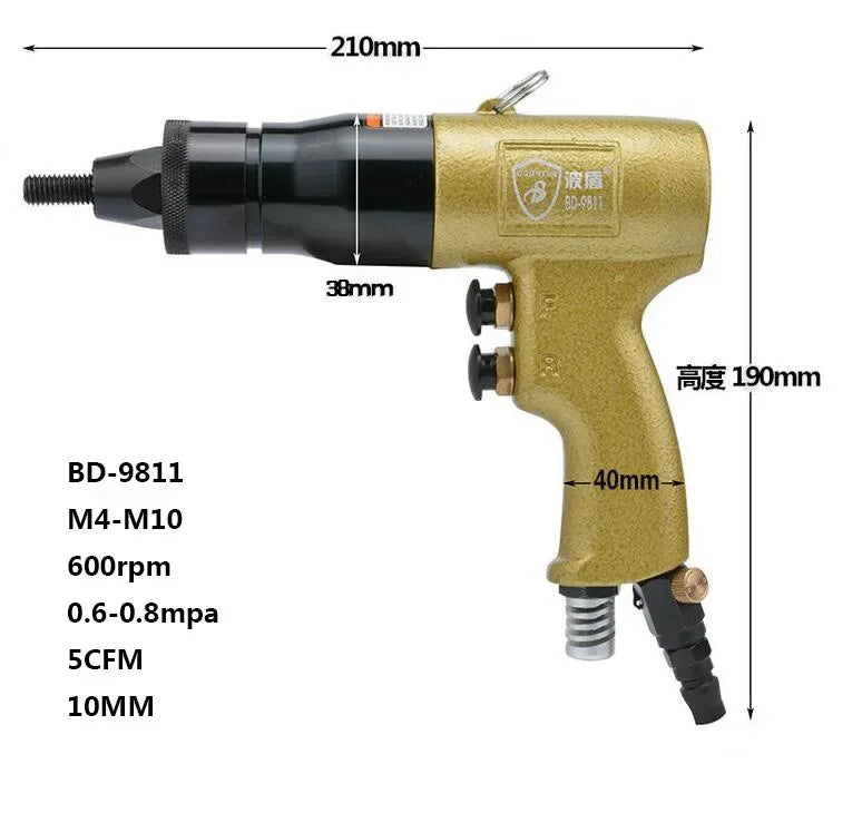 Pneumatic Air Nut Riveter Pulling Tool M5 M6 M8 M10 Rivet Puller Gun for Industrial Riveting product detail image 6