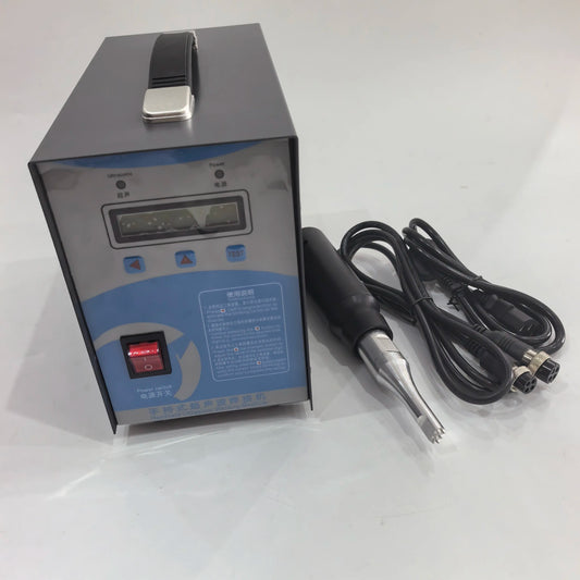Handheld ultrasonic plastic welding machine with control box, gun and power cable