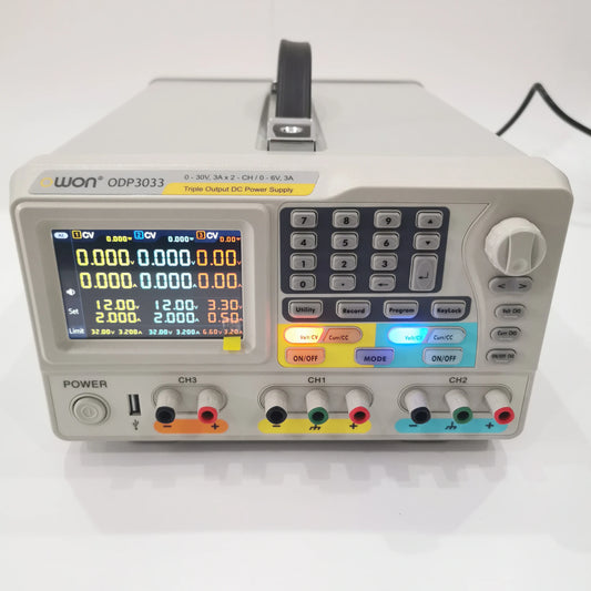 OWON ODP3033 front panel triple output programmable DC power supply 30V 3A x2 6V 3A