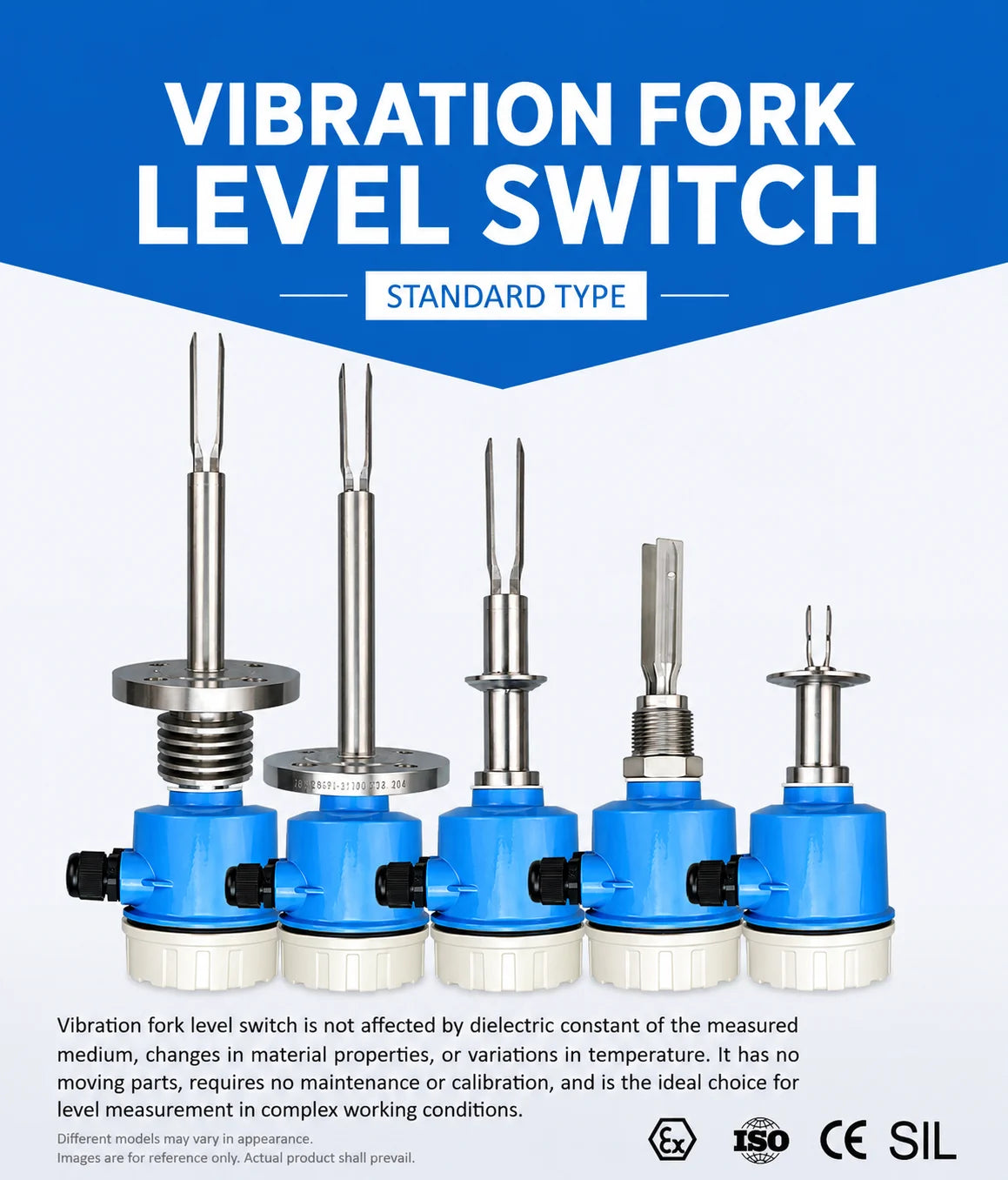 Tuning Fork Level Switch Vibrating Fork Liquid Level Sensor Point Level Detector DC24V product image 2