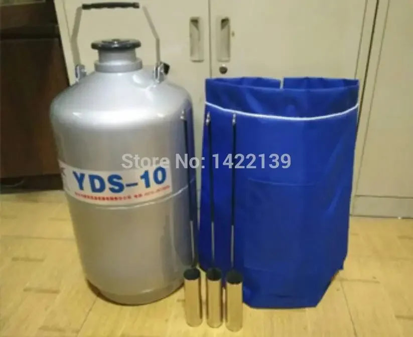 New 10L Liquid Nitrogen LN2 Storage Tank Cryogenic Dewar Container with Canisters Strap for product image 2