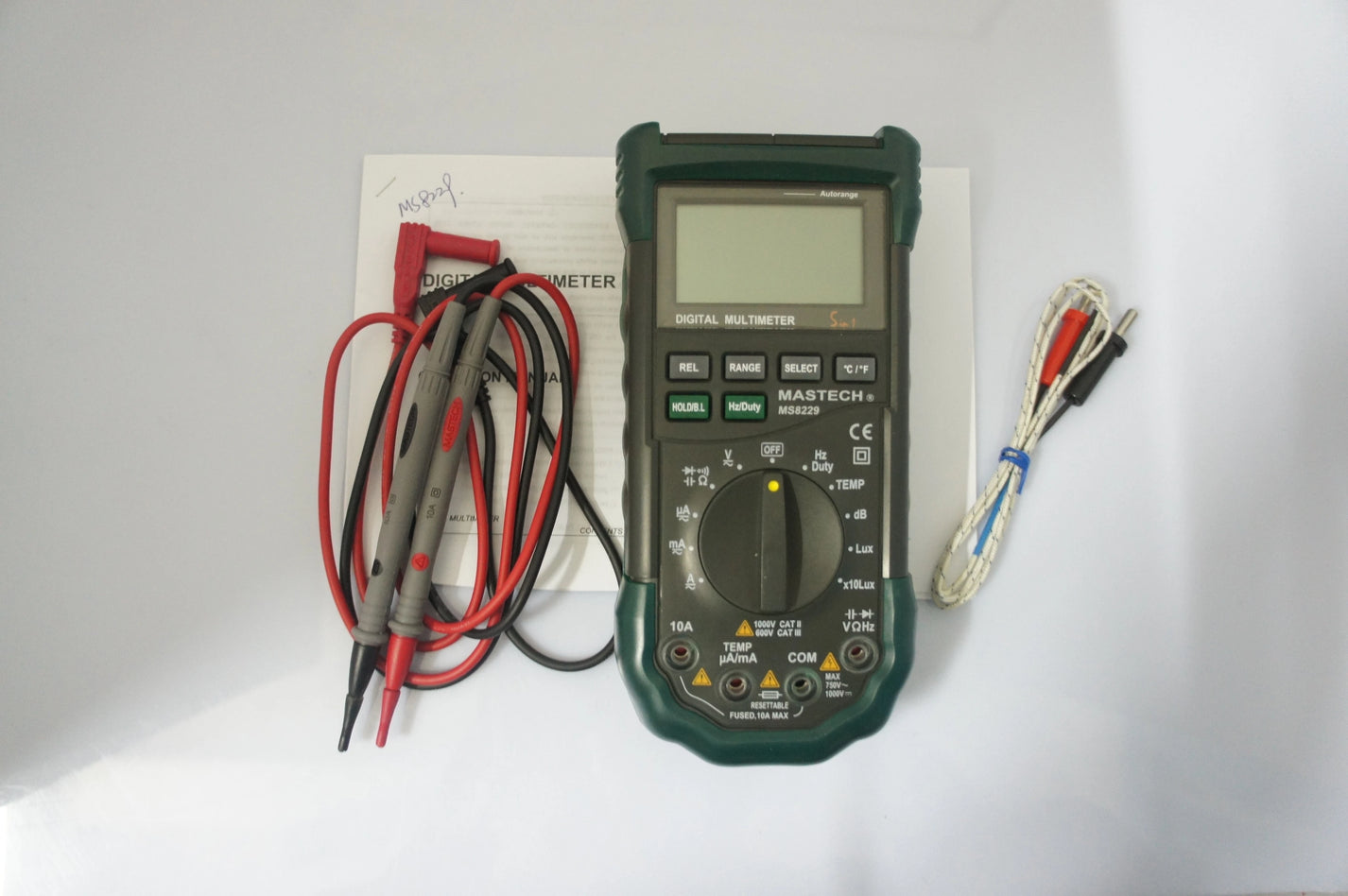 Mastech MS8229 5-in-1 Digital Multimeter Lux Sound Level Humidity
