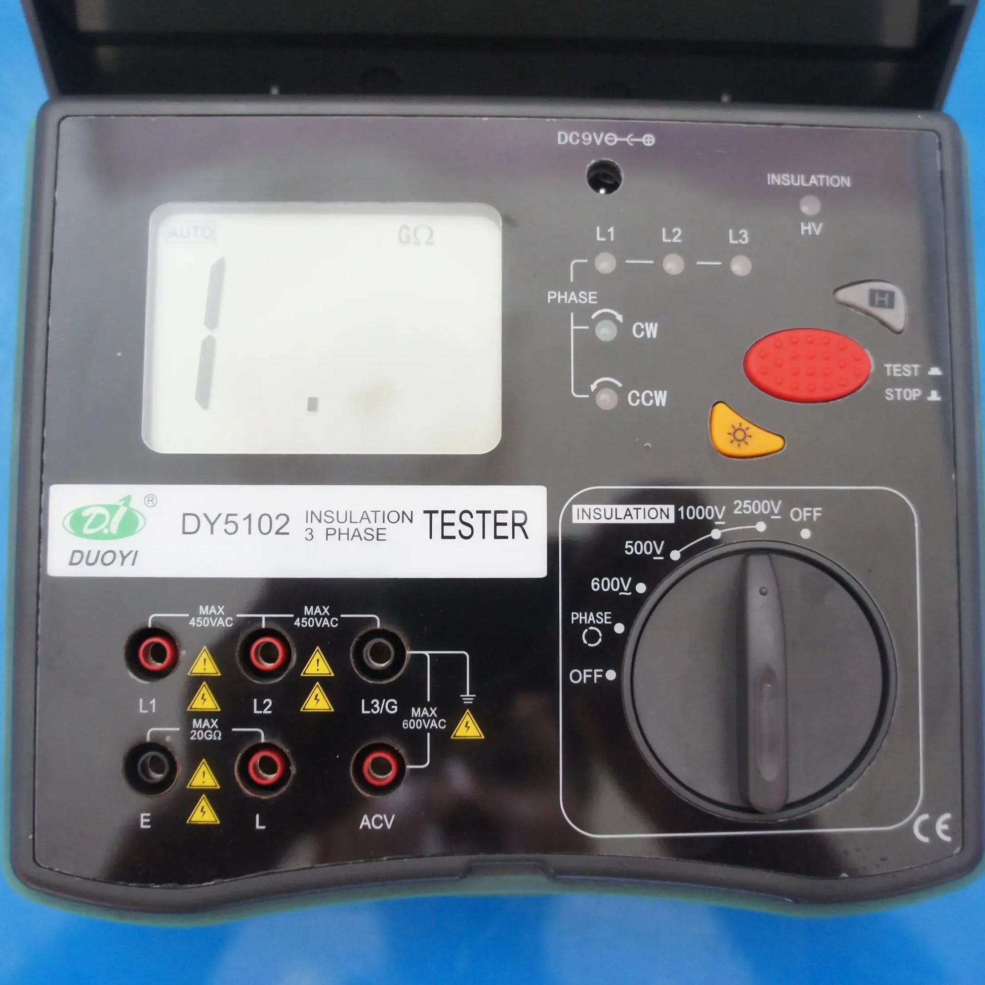 DY5102 3-in-1 Insulation Tester Megohmmeter 2500V with Voltmeter & Phase Indicator Digital product detail image 6