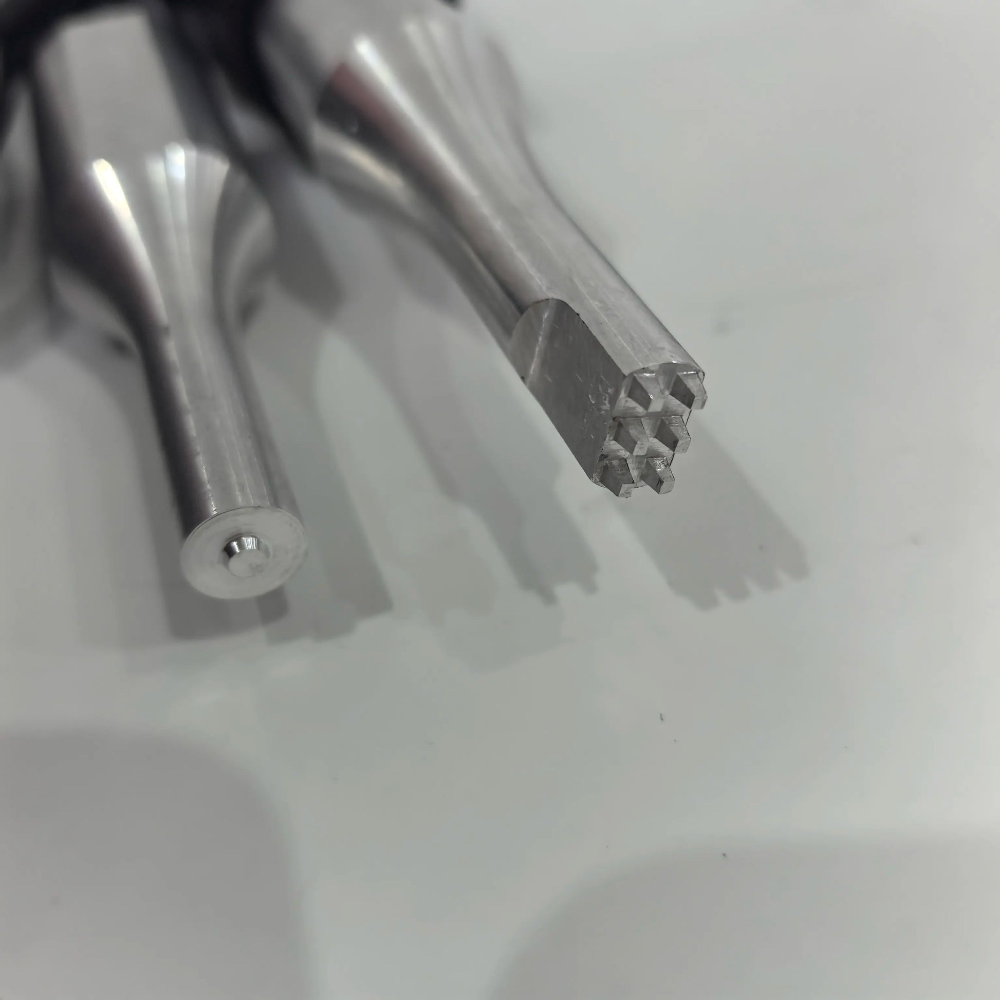 Close-up of ultrasonic welding tips for plastic belt spot repair