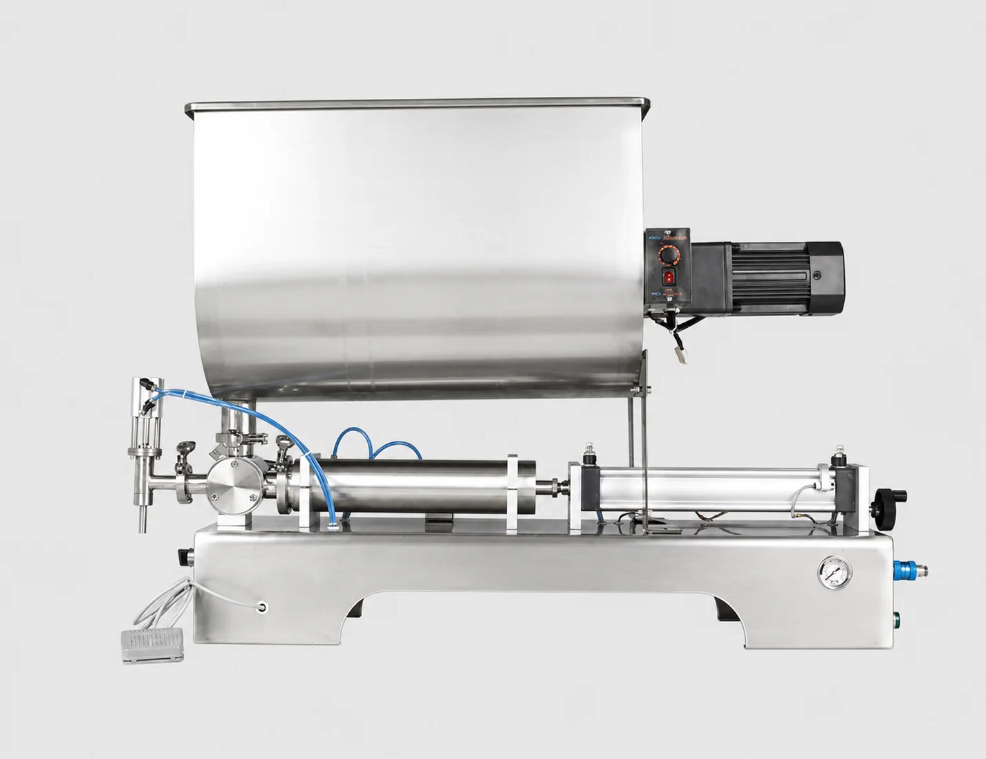 80L mixing hopper piston filler machine body detail