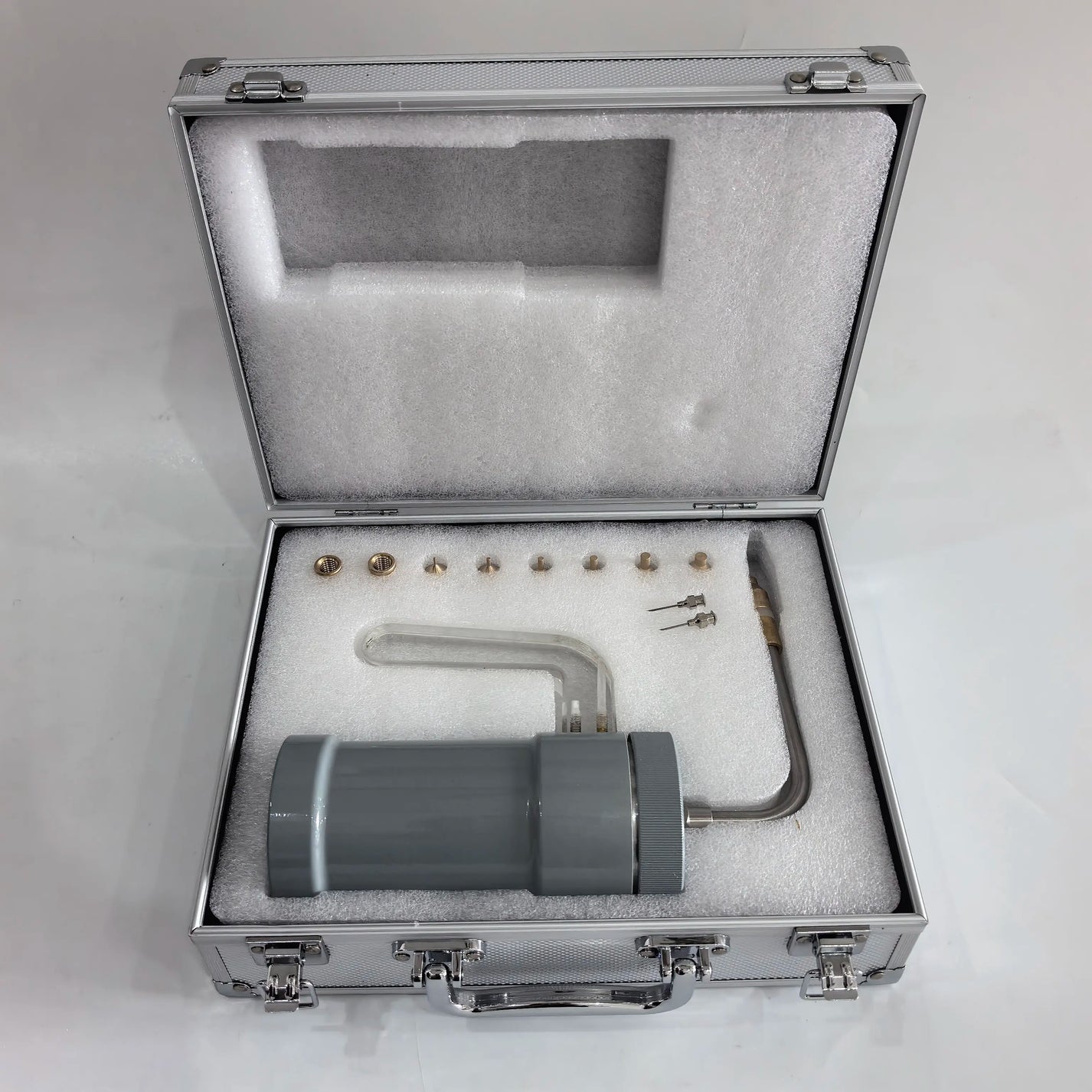LN2 cryotherapy spray device cup handle and delivery tube detail