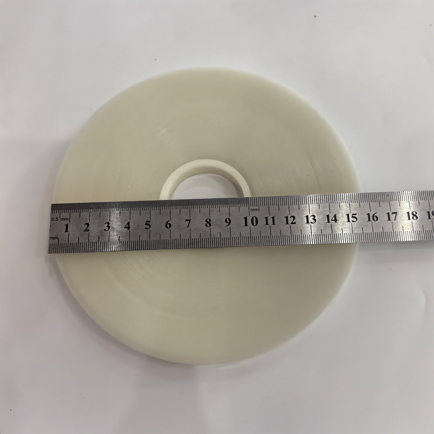 Ruler detail showing 155mm outer diameter OPP strapping tape roll