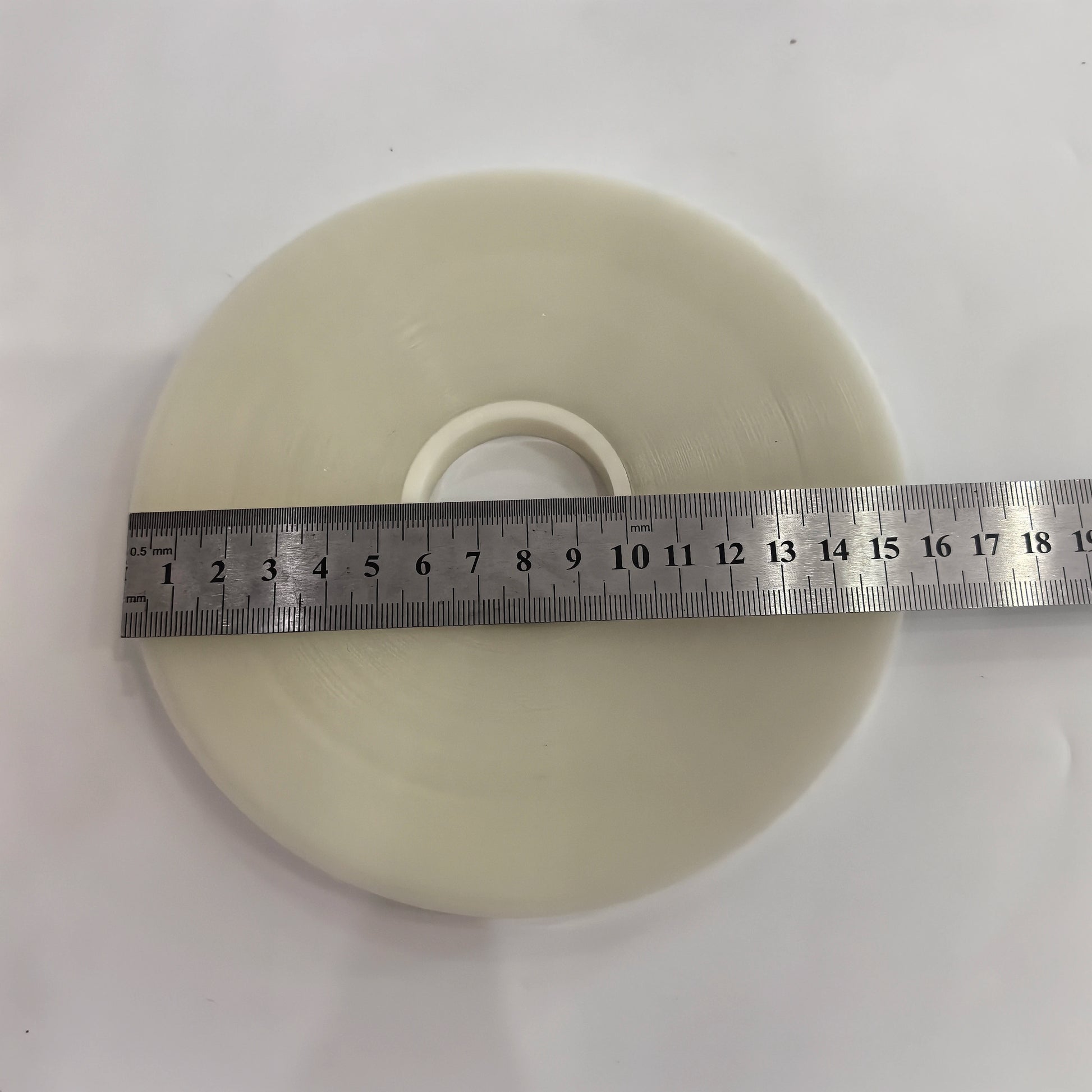 Ruler detail showing 155mm outer diameter OPP strapping tape roll