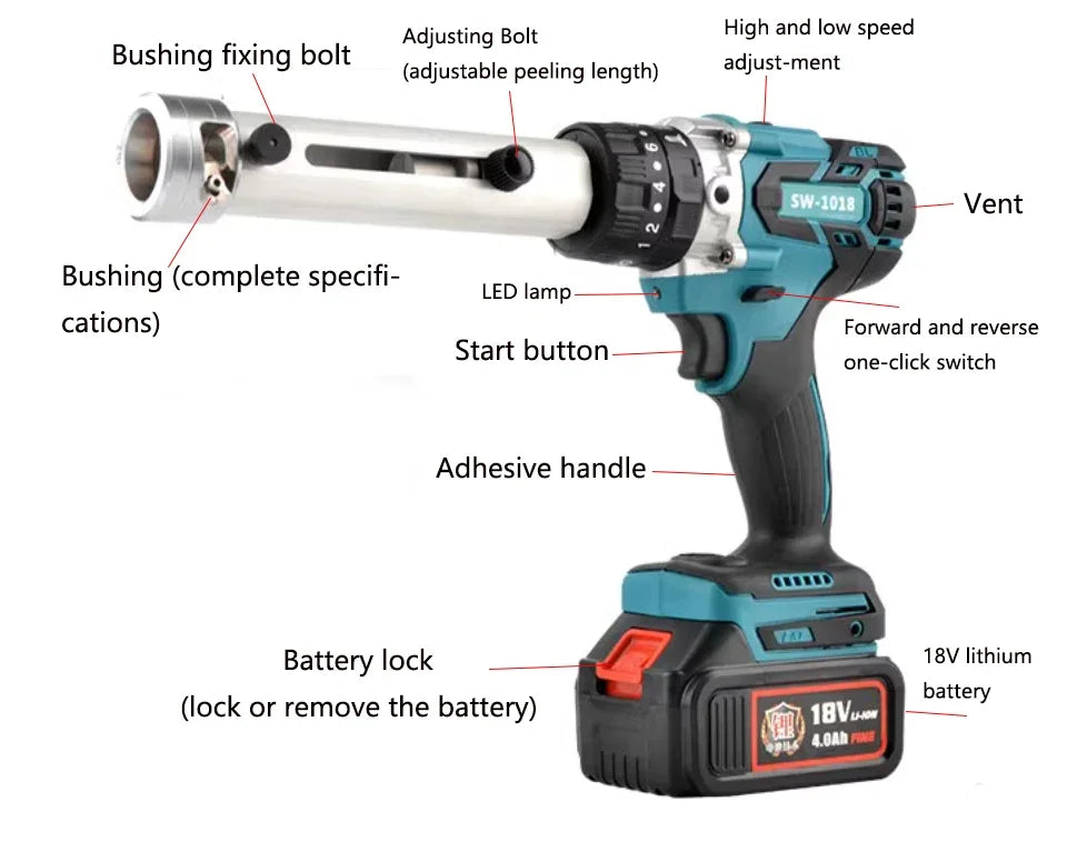 SW-1018 18V Portable Electric Wire Stripping Machine Rechargeable Cable Stripper Tool for product image 5