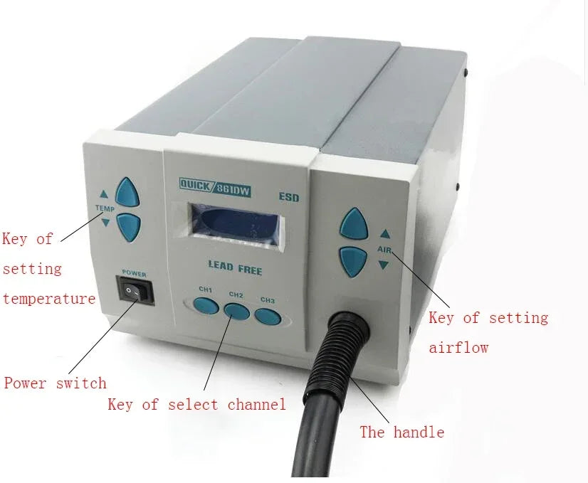 QUICK 861DW 1000W Lead-Free Digital Hot Air Rework Station High Power SMD Desoldering Tool product image 4