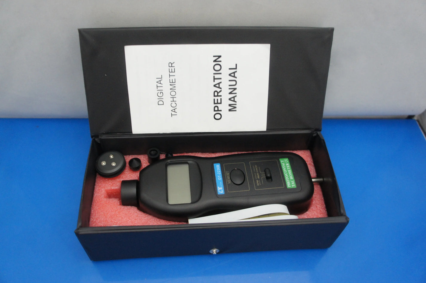 DT-2236B 2-in-1 Digital Laser & Contact Tachometer | LCD RPM Meter