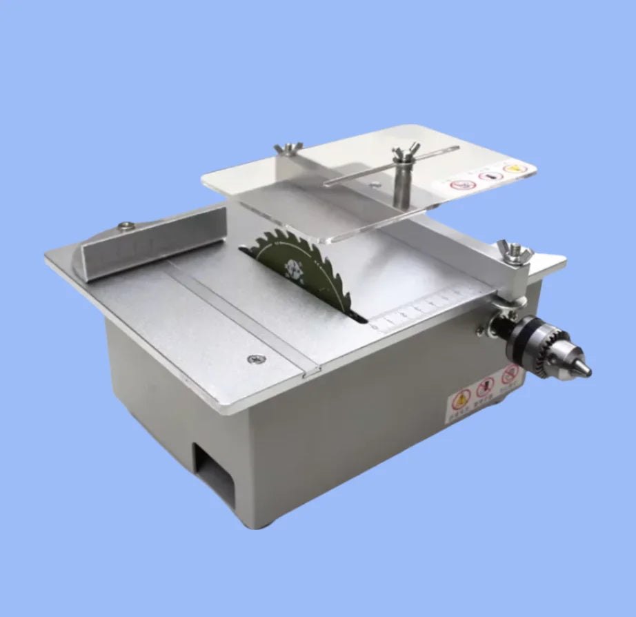 Silver Dual Motor Mini Table Saw DIY Woodworking Desktop Cutter