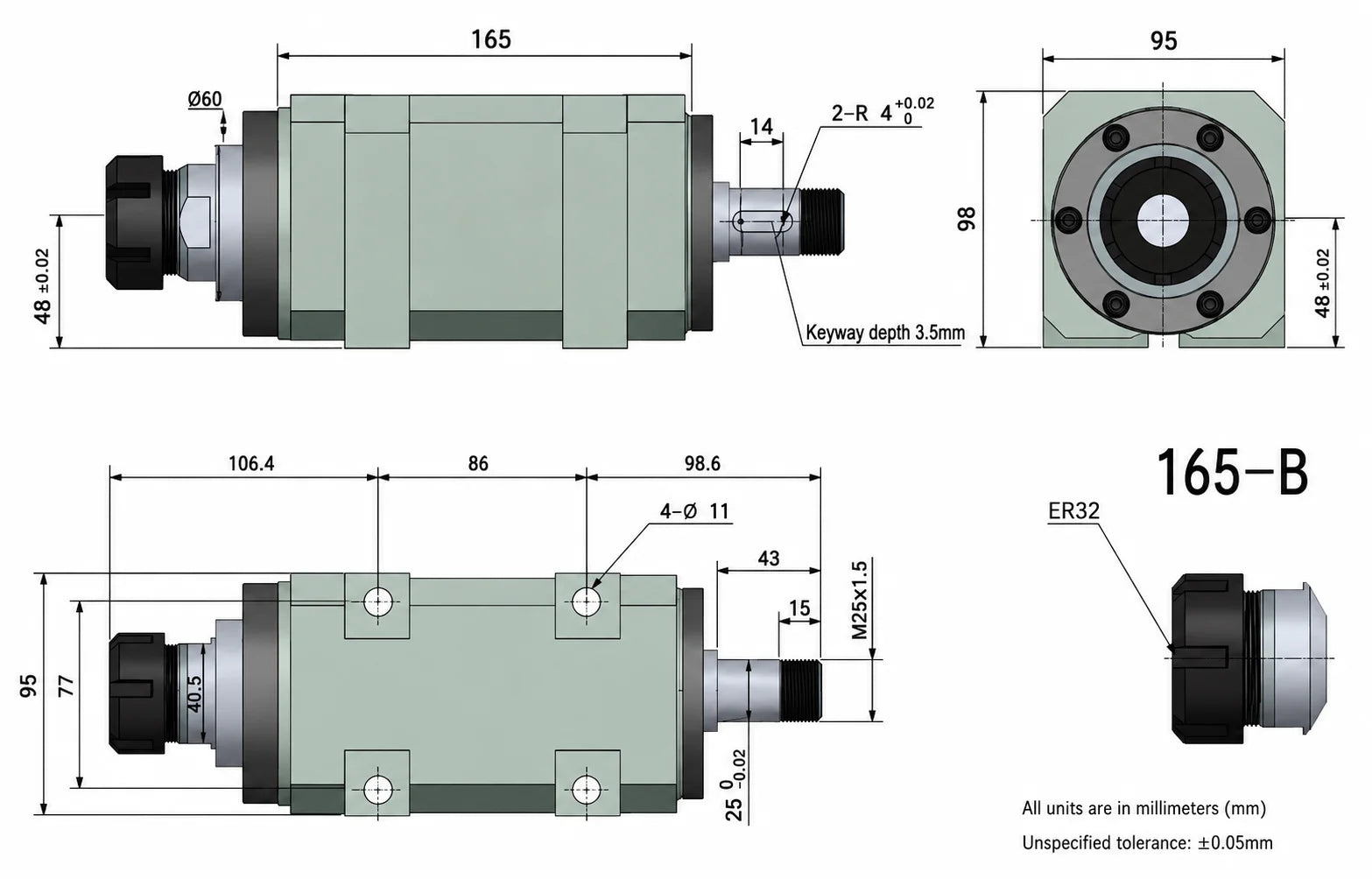 ER32 High Speed Spindle Power Head 3000-8000RPM Waterproof Drilling Milling Boring Spindle product image 6
