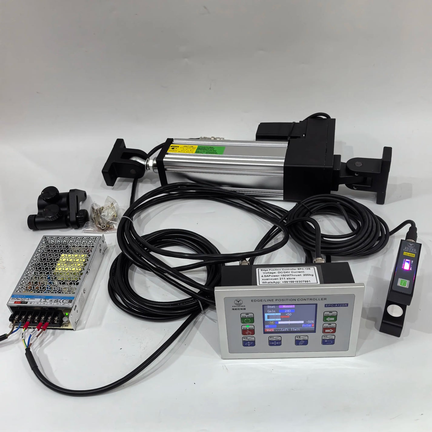 EPC-A12SR servo edge web guide kit with US-400S sensor actuator power supply and cables
