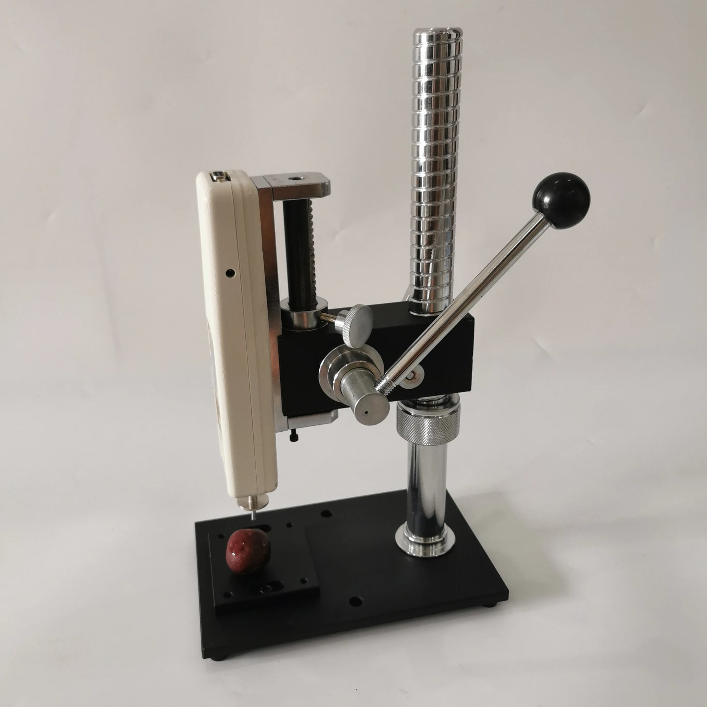 GY-4 fruit firmness tester mounted on vertical manual test stand