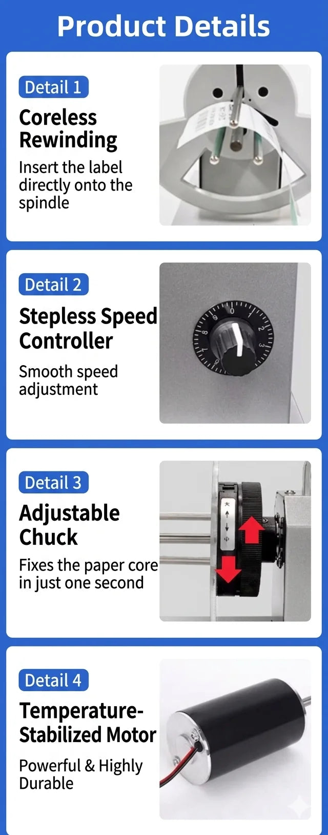 Automatic Label Rewinder 120mm Width Bidirectional Winding Machine Supports 25-76mm Core or product image 3