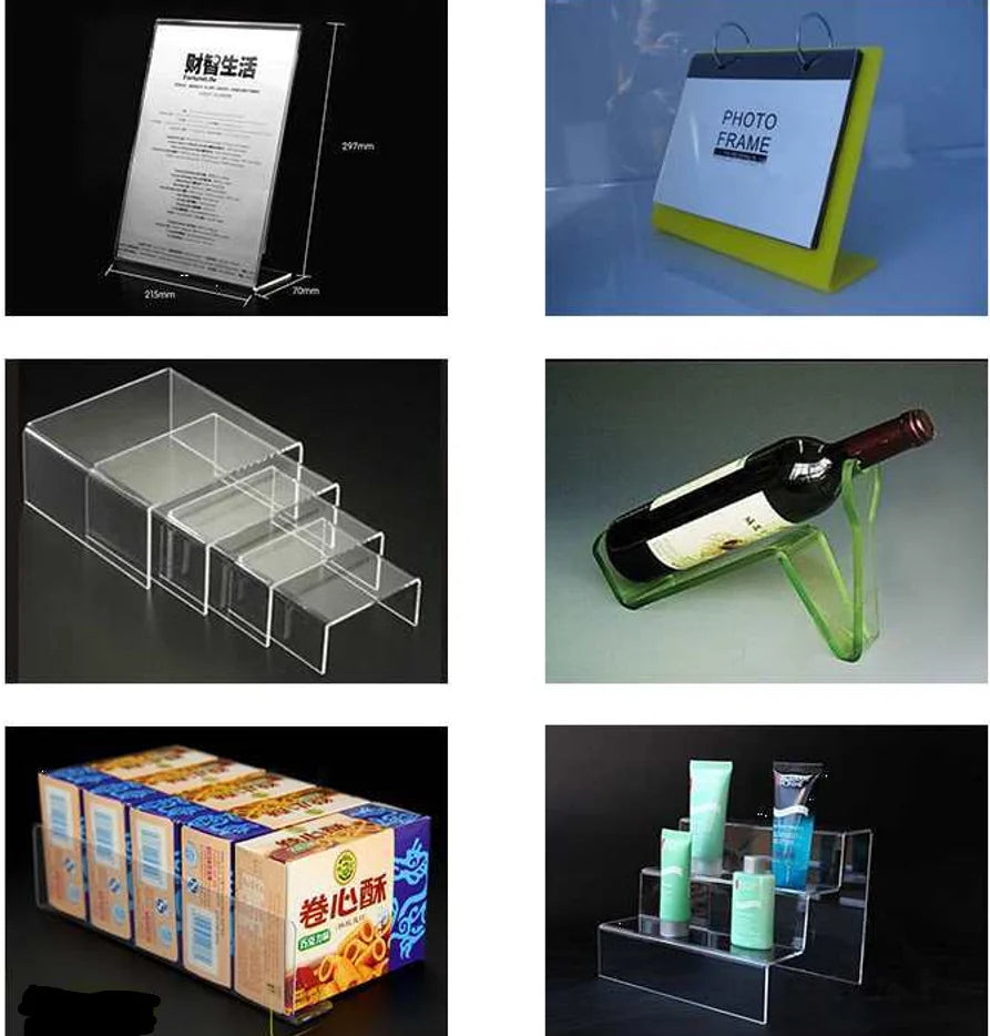 Example acrylic display pieces made from bent acrylic sheet for QJ-125 bending machine reference
