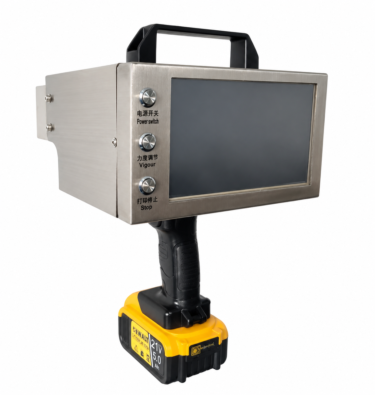 Lithium battery electric dot peen marking machine 150 x 40 mm for VIN chassis and nameplate marking