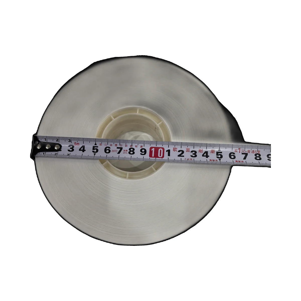Banknote strapping tape roll showing 150 mm outer diameter and 50 mm core