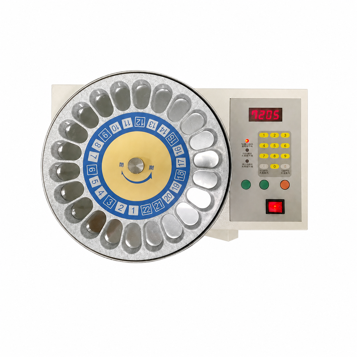 FMF-50 22-position صينية الأدوية ولوحة التحكم الرقمية - منظر علوي