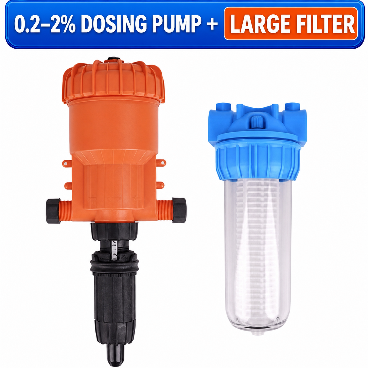 0.2%-2% proportional dosing pump with large prefilter configuration