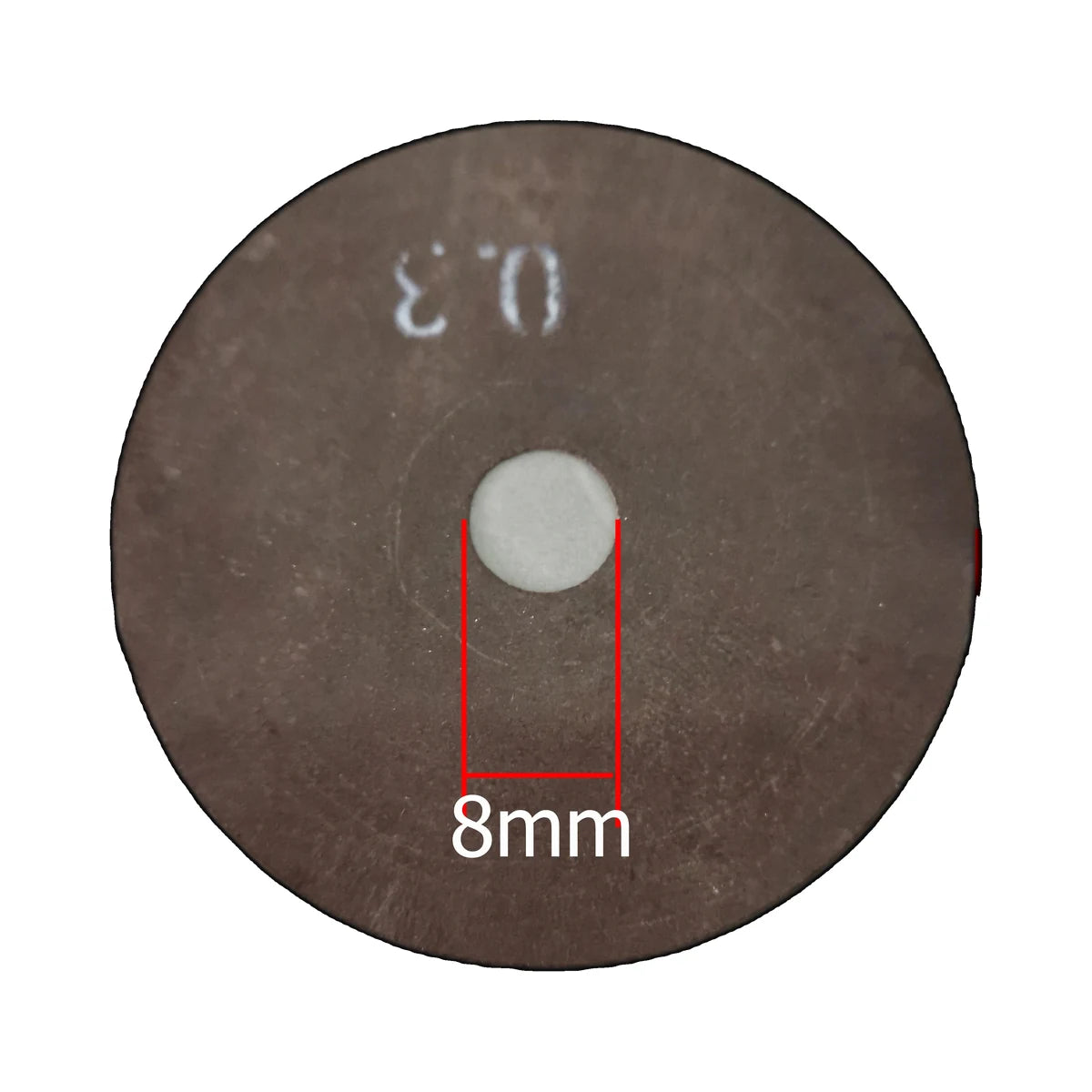 Carton die cutting disc with 50 mm outside diameter and 8 mm inside diameter
