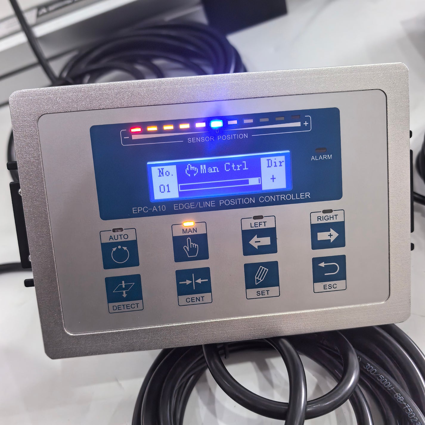 EPC-A10 edge line position controller front panel with sensor position display