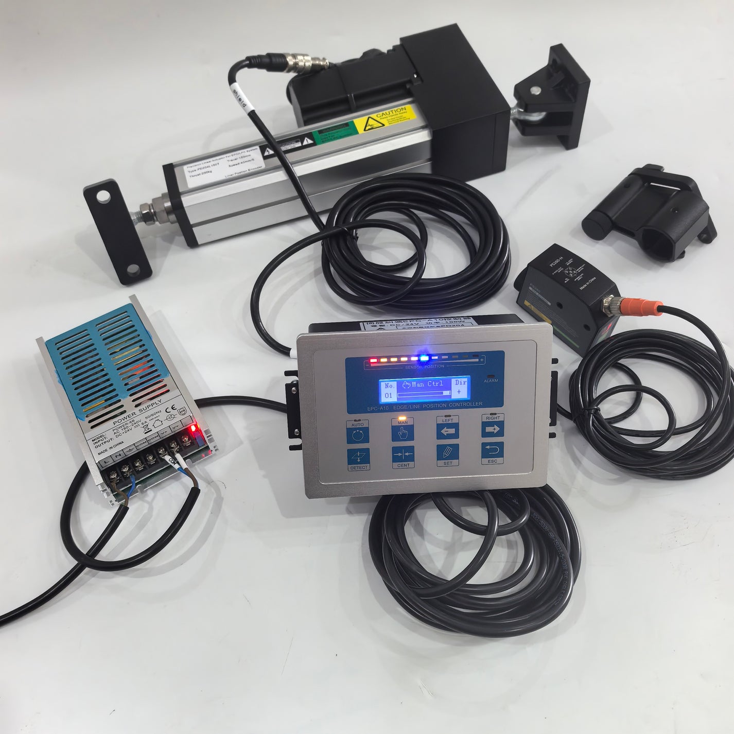 EPC-A10 web guiding system kit with controller sensor actuator and power supply