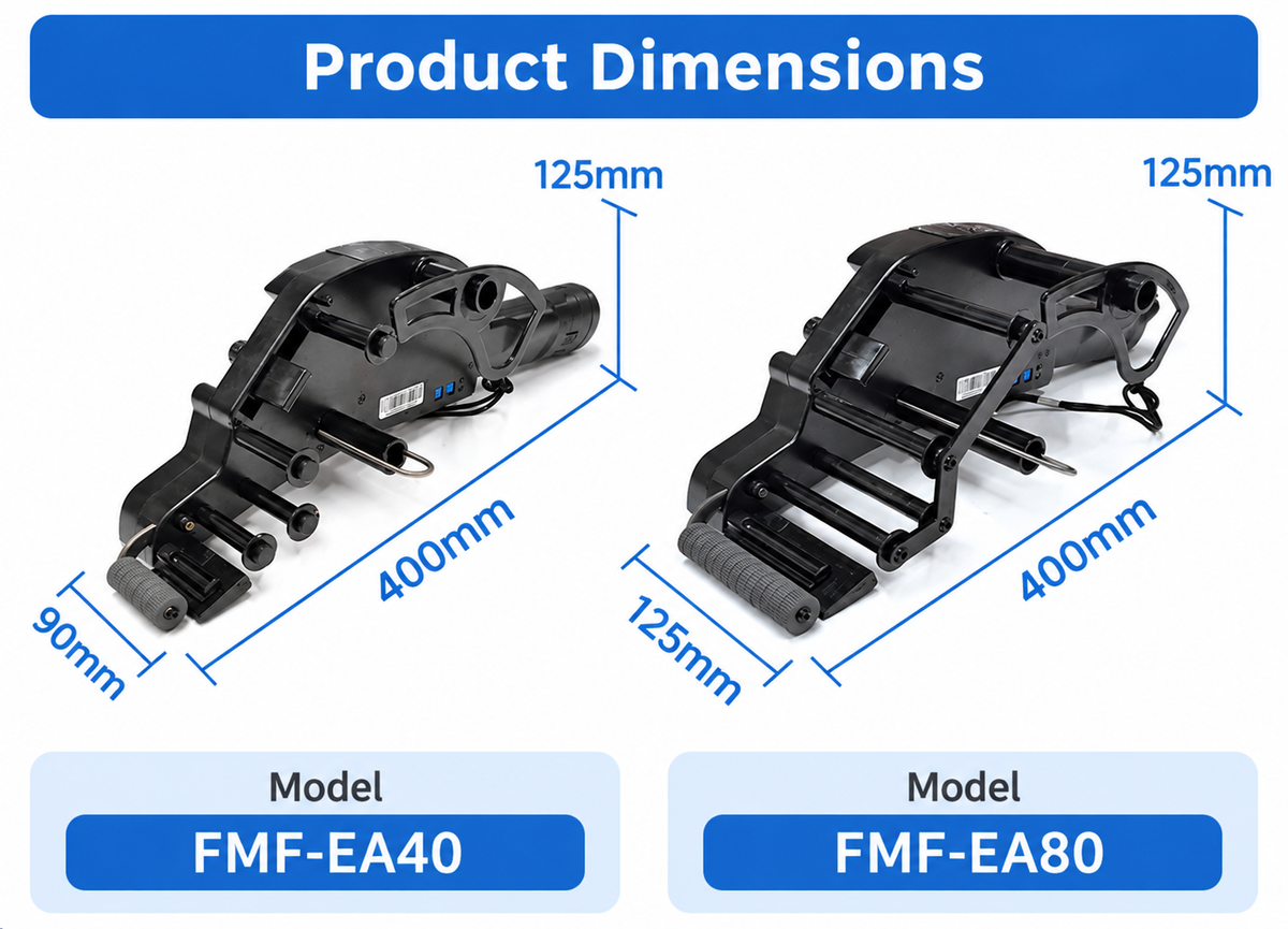 Rozměry ručního aplikátoru etiket FMF-EA40 a FMF-EA80