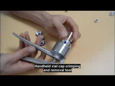 FMF manual vial crimper demo for 13 mm and 20 mm aluminum and plastic-aluminum caps