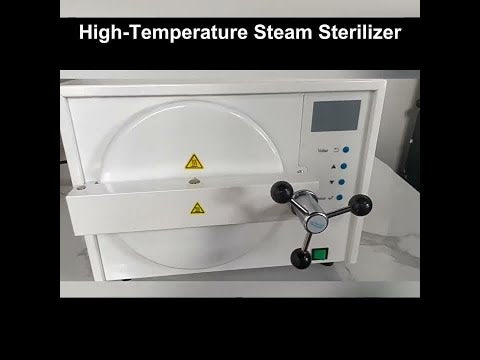 18L/23L steam autoclave sterilizer English demo video with LCD display auto drain and stainless steel chamber