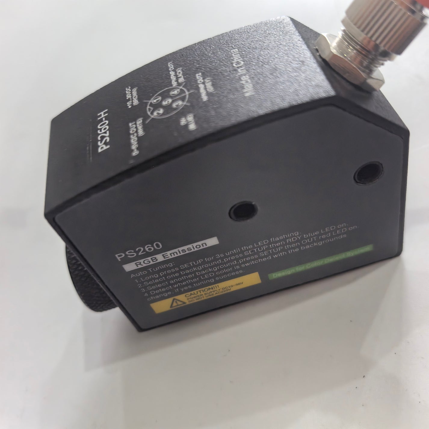 PS260-H color mark sensor side label and connector