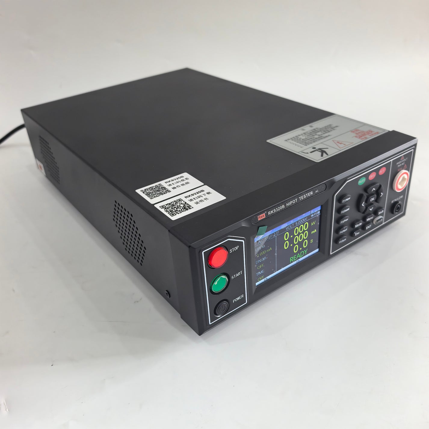 RK9320B programmable AC withstand voltage tester angled front view