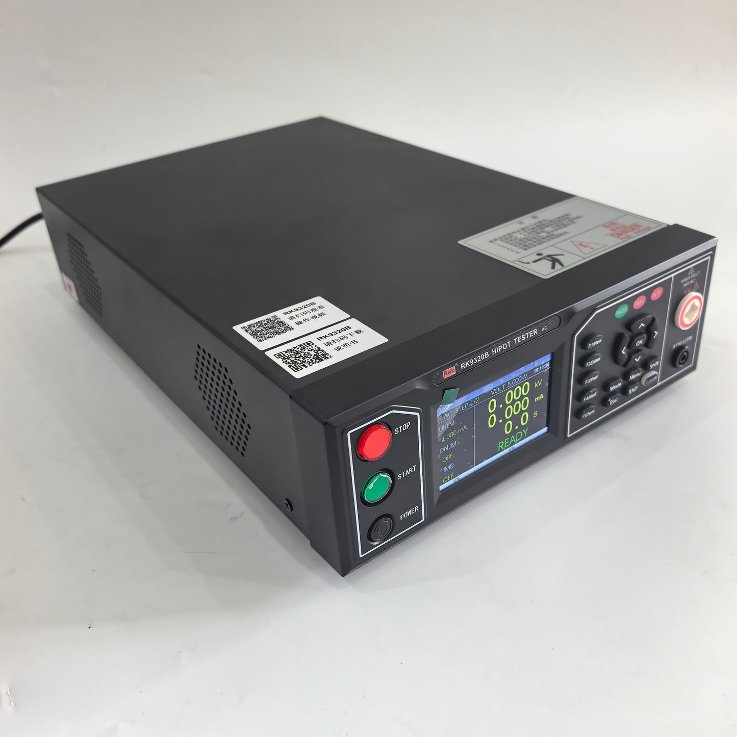 RK9320B programmable AC withstand voltage tester angled front view